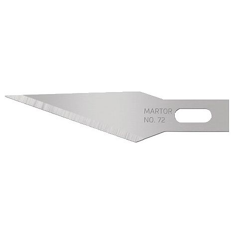 Lames graphiques en acier N°72 dimensions 39x19.9x0.63 mm affûtage sur 2 faces par 10 en cassette - MARTOR