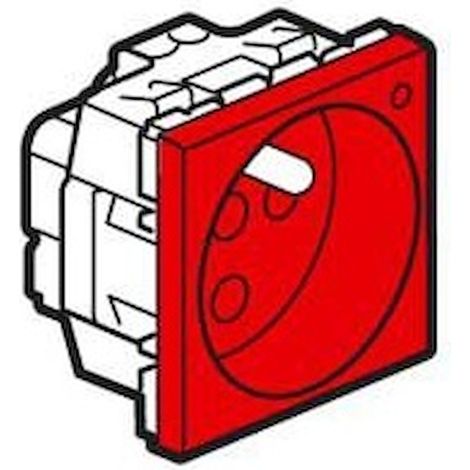 Prise 2P+T à détrompage avec voyant Mosaic bornes à vis 2 modules rouge antimicrobienne LEGRAND 077115 (1/2)