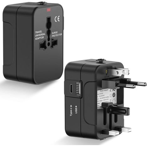 Tragbarer All-in-One-Universal-Netzadapter, internationales Wandladegerät, kompatibel mit US-, EU- und UK-Steckdosen