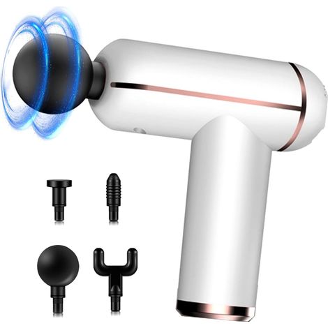 Pistolet de massage portable pour tissus profonds, pistolet de massage musculaire électrique sans fil à 6 vitesses, super silencieux, pour soulager les douleurs musculaires pour homme et femme