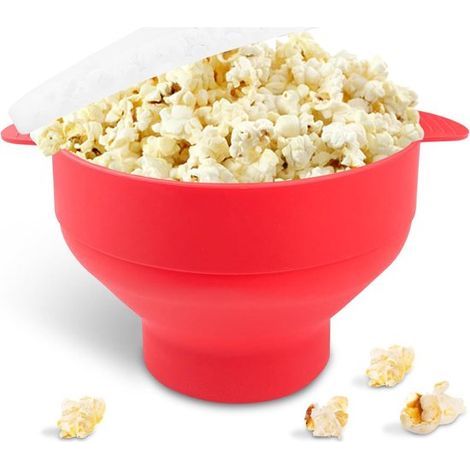 Longziming – Silikon-Mikrowellenschüssel – Zusammenfaltbare Silikon-Mikrowellenschüssel mit Deckel – BPA-frei – Hitzebeständiges und ölfreies Popcorn – Kompakte Aufbewahrung – Gesundes Popcorn (1/5)