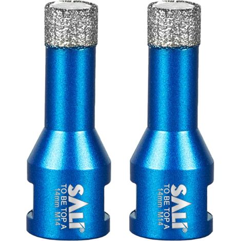 Foret diamanté à sec pour carrelage 14 mm, 2 pièces, filetage M14, foret diamanté, foret pour verre, kit de scies cloches pour céramique, granit, porcelaine, carrelage, grès cérame, maçonnerie, marbre (1/5)