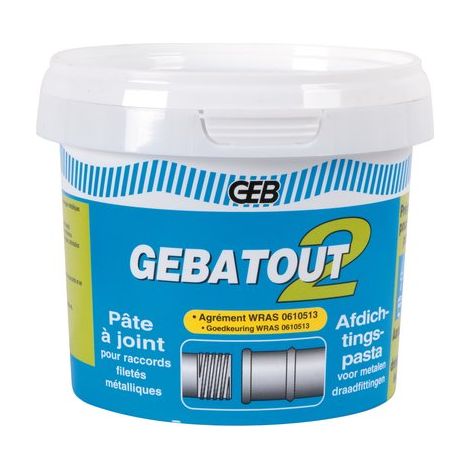 GEB – Pâte à joint verte pour raccords filetés métalliques – Étanchéité pour eau, air comprimé et gaz – Pot 500g – Démontable et remise en pression immédiate