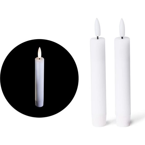 2 bougies coniques LED minuterie 6h blanc 12,5 cm