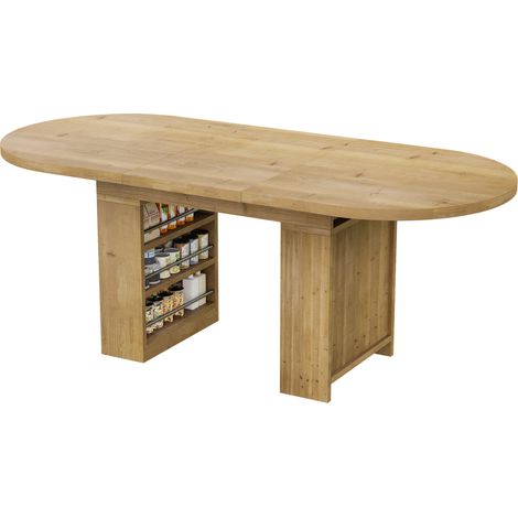 Table à manger extensible 150/200 × 90 × 76 cm - 6 à 8 personnes - Rangement - Plateau épais - Style scandinave - MDF - Décor chêne (1/5)