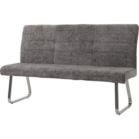 Banc HWC-G55, Banc de salle à manger, inox brossé Tissu/Textile Chenille Öko-Tex, 180cm  gris foncé (1/5)