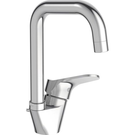 Jacob Delafon – Mitigeur de lavabo chromé Brive – Bec haut orientable avec mousseur – Débit 5 L/min – Hauteur 259 mm – Raccordement F 3/8' - E78116-4-CP