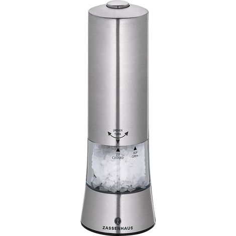 Zassenhaus 033069 Gera Macina Sale Elettrica 6 Livelli di Macinatura LED Integrata Batterie Incluse colore Inox