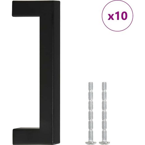 vidaXL Tiradores para armarios 10 uds acero inoxidable negro 96 mm (1/2)