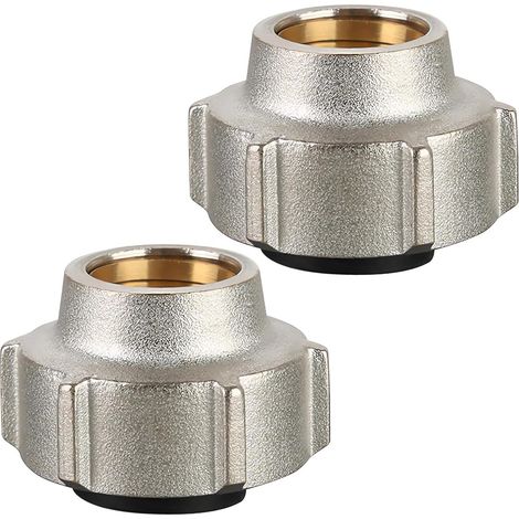 Lot de 2 raccords de serrage en laiton 3/4" x 15 mm avec raccords en cuivre plaqué argent pour radiateurs, pour Euroconus, convient pour cuivre, acier doux et tuyaux en acier au carbone (1/5)