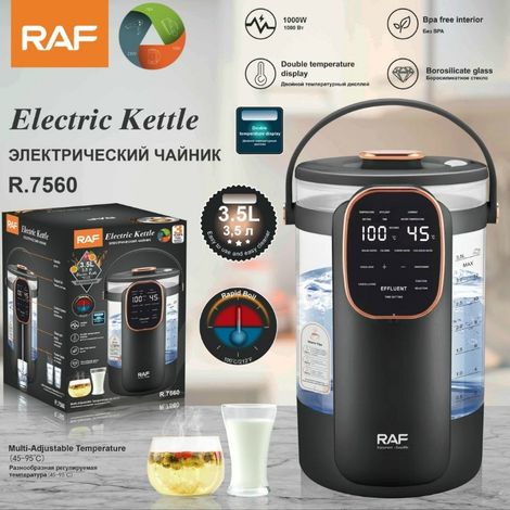 Bouilloire électrique en verre transparent de 3,5 L, conforme aux normes européennes, automatique, grande capacité et multifonctionnelle. (1/3)