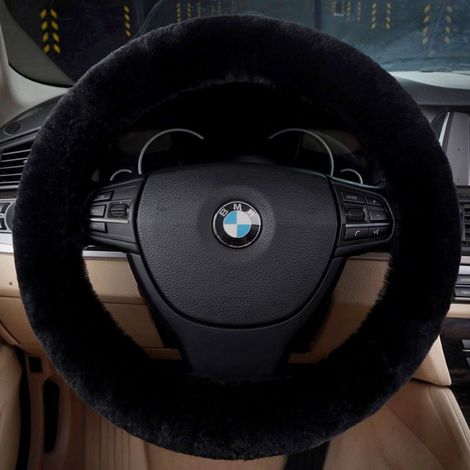 Wool steering wheel cover, 100% wool steering wheel protector, car steering wheel cover, winter car accessories, steering wheel cover, steering wheel warmer for winter, black (1/5)