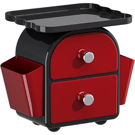 Organizadores de cajones de plástico apilables - negro y rojo