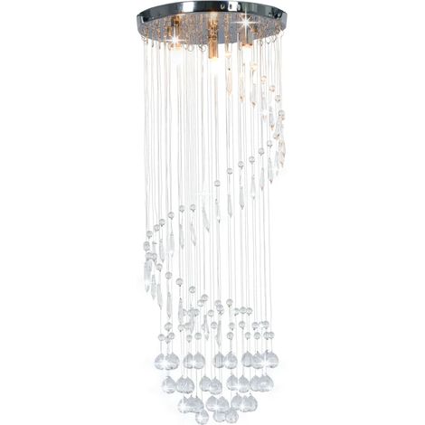 Plafonnier spirale moderne design extravagant 30 x 80 cm éclairage optimal en métal argenté