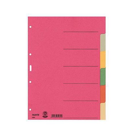 LEITZ Ordnerregister Leitz DIN A4 blanko Karton recycelt mehrfarbig 6 Registerblätter (1/4)