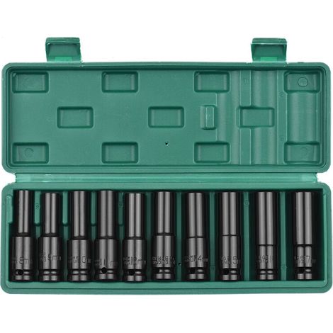 Juego de 10 vasos de extensión neumáticos hexagonales negros de 1/2" (1/5)