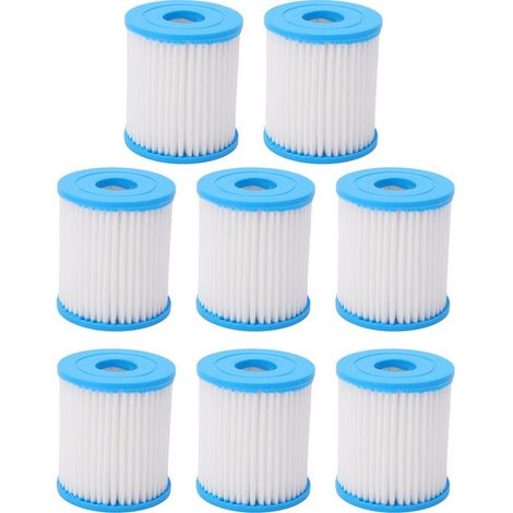 8 cartouches filtrantes, polyester résistant, réutilisables, pour piscine hors sol et spa, compatibles pompes Intex E (1/5)