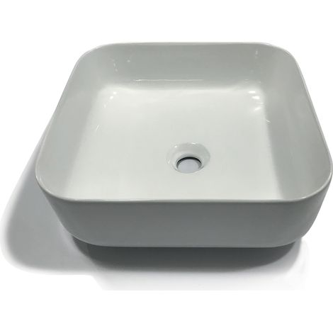 Ogomondo lavabo da appoggio quadrato in ceramica bianco lucido (1/2)