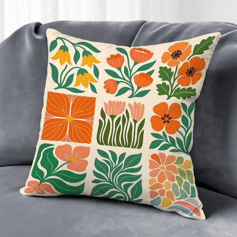 Housse de coussin floral coloré, décoration canapé-lit élégant,45×45cm (1/5)