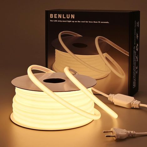 Ruban LED COB Exterieur Etanche 230V 20m, Bandeau LED 220V Bande LED Flexible Recoupable 200W CRI 90+ pour Chambre, Bureau, Pergola Extérieur, Chantier, Eclairage (1/5)