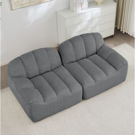 Sofá modular de 2 plazas sin estructura, forma de concha, asiento profundo, gris HAVRYA (1/5)