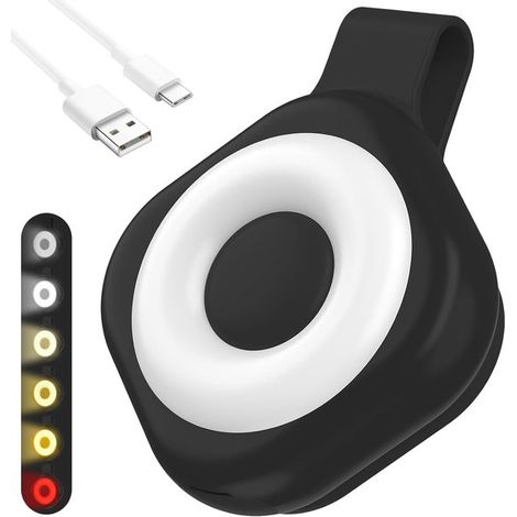 Porte-badge magnétique rechargeable avec veilleuse intégrée, 6 niveaux de luminosité et 3 modes de couleur, éclairage mains libres pour les quarts de nuit, noir (1/5)