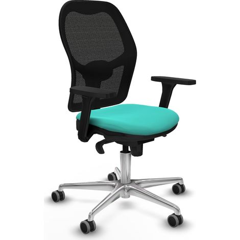 Jorquera sincro malla negra similpiel turquesa brazos 3D base aluminio ruedas 65mm engomada (1/5)