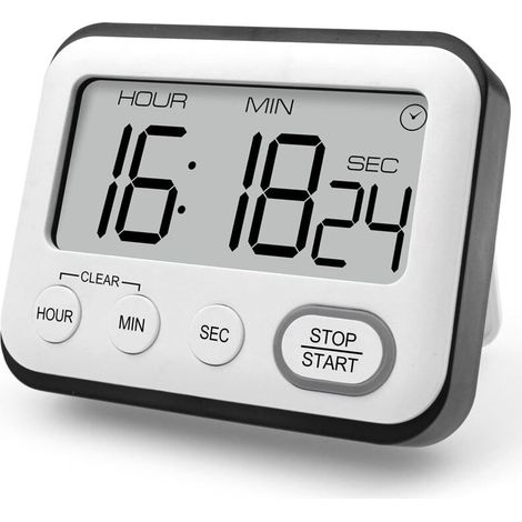 Multifunctional Kitchen Timer, Cooking Timer with Clock, Alarm, Digital Timer, Stopwatch with Large LCD Screen and Large Numbers