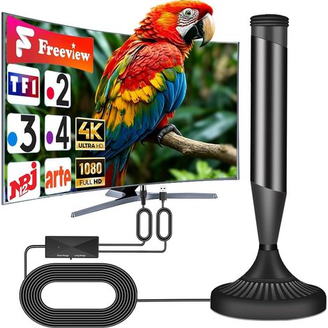 Antenne TV Intérieur Omnidirectionnel 360° Base Magnétique Noir Mat (1/5)