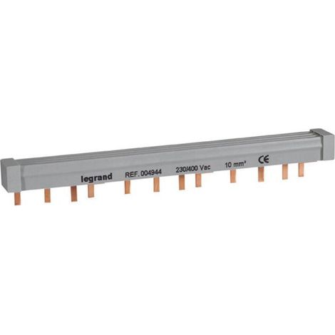 Legrand – Peigne électrique tétrapolaire 3P+N – Longueur 18 modules – Répartition horizontale jusqu'à 63 A – Alimentation pour appareils DX³