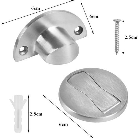Butée Porte Magnétique,Butée Porte Support Loquet Butoir Porte Métal,304 Acier Inoxydable Résistant(5pcs,acier brossé) GROOFOO (1/4)