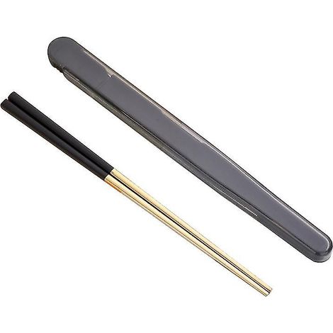 Baguettes portables en acier inoxydable 304 avec boîte de rangement pratique, idéales pour les étudiants et les employés de bureau (noir). (1/5)