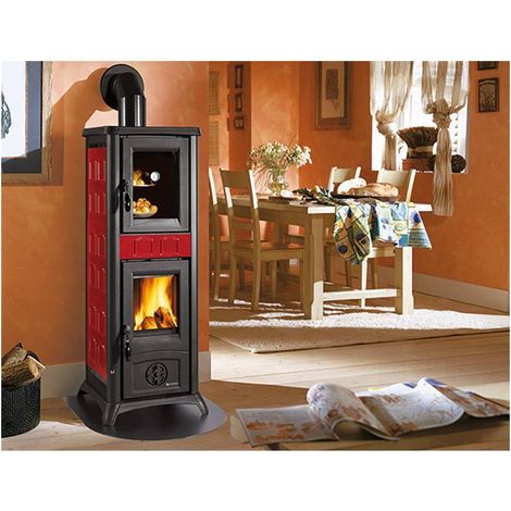 STUFA A LEGNA 'GEMMA FORNO' 7,2 kW - colore bordeaux