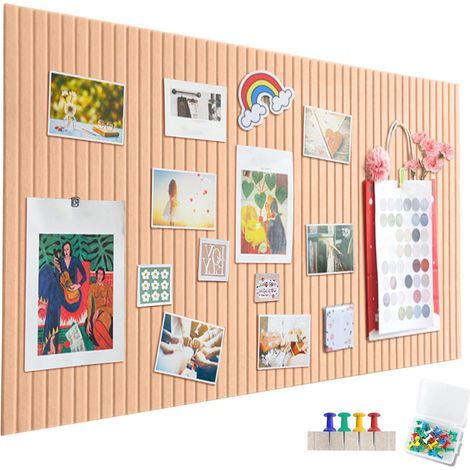 Grand tableau d'affichage autocollant en feutre - 60 x 40 cm - décoratif - 0,9 cm d'épaisseur - Pliable - Pour bureau, cuisine - Orange clair (1/5)