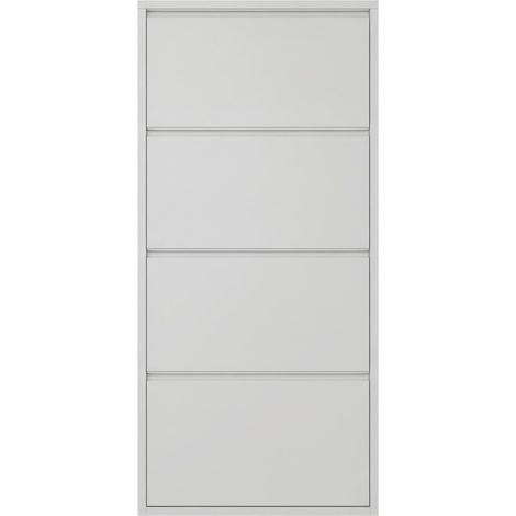 Scarpiera Slim In Metallo 4 Ante A Ribalta Salvaspazio Ultra Sottile Profondita 15 Cm 138x50x15 Cm Porta Scarpe Verticale Moderna Per Ingresso Camera Corridoio Gia Montata - Colore: Grigio (1/5)