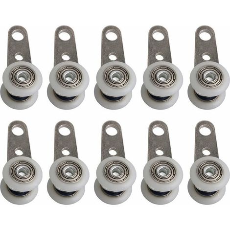 Lot De 10 Roulettes Pour Baies Vitrées Ou Portes Coulissantes - En Métal Et En Plastique - 4,5 X 1,9 Cm