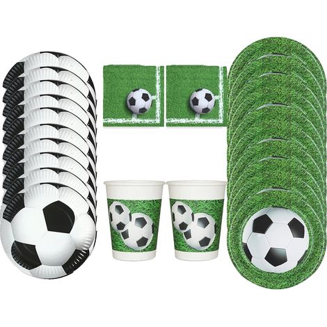 Stoviglie usa e getta, tema calcio, articoli per feste, grigio scuro (1/2)