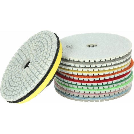 FOREHILL 11 pièces 4 pouces diamant tampons de polissage humide disque de meulage + 1 pc support pour granit marbre pierre céramique carrelage béton (1/4)