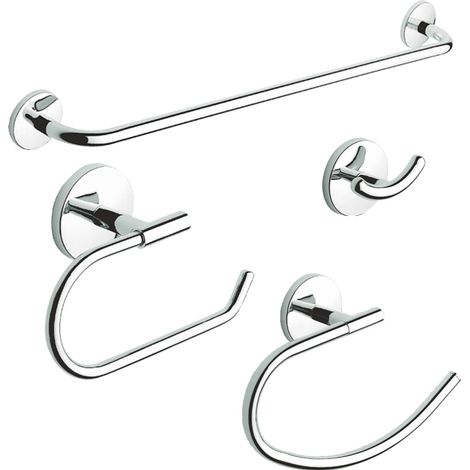 Set accessori bagno porta asciugamani in acciaio kit 4 pz prod. One Cromo