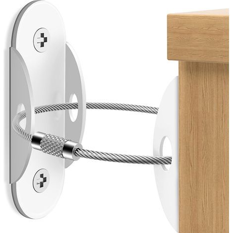 2-teilige Kippsicherung aus Edelstahl für Möbel, sichere Wandbefestigungen, robuste Absturzsicherungsgurte, Möbelanker (1/5)
