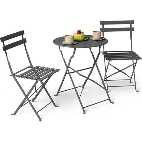 Outsunny Set Bistrò da Esterno Pieghevole con Tavolo e 2 Sedie, Nero