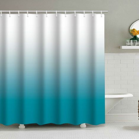 Rideau de douche anti-moisissure imperméable et lavable en tissu polyester 150 x 180 cm avec anneaux de rideau de douche (1/4)