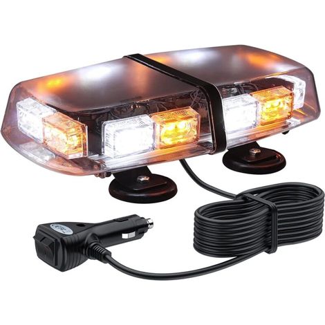 36 LED-Notfall-LED-Leiste mit 4 starken magnetischen Blitzleuchten, 3-farbig (Gelb + Weiß), 36 W, für Fahrzeuge, LKW und Anhänger (1/4)