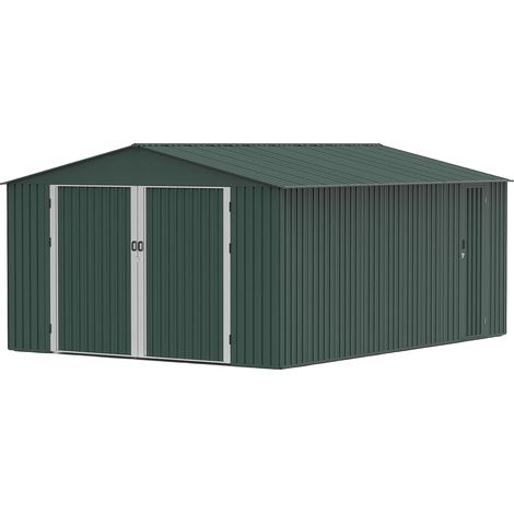 Garage en acier galvanisé avec porte de service - vert - 19 m² - RIDOSO (1/5)