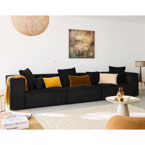 Colombine - modulares sofa rechts - 3 plätze - aus cordstoff - schwarz