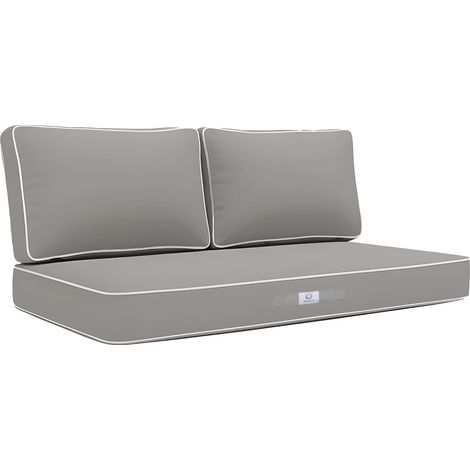 Coussins salon jardin premium déhoussable 120x60cm Gris clair