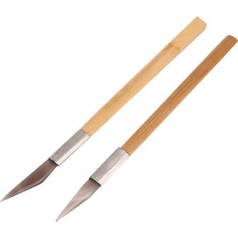 2 couteaux professionnels à manche en bois et agate pour le polissage et le brunissage de bijoux en or et argent. (1/5)