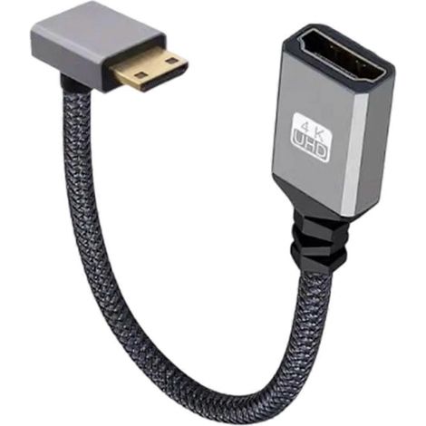 Câble adaptateur mini HDMI vers HDMI coudé à 90 degrés, compatible avec les appareils photo reflex numériques et les tablettes, prend en charge les signaux haute définition, revêtement en PVC, disponi (1/5)