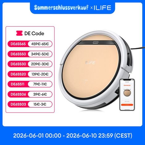 ILIFE V5s Ultra, Aspirateur et Laveur Robot, 4000Pa, Réservoir 300ml, Navigation Gyroscope, App et Télécommande (1/5)