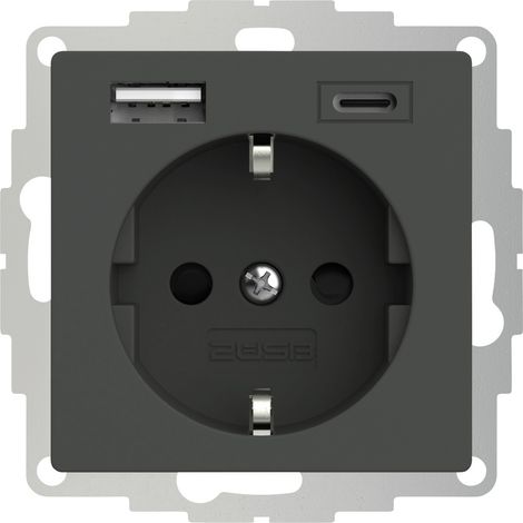 2USB 2U-449542 Schutzkontakt-Steckdose mit USB-Ladeausgang, erhöhter Berührungsschutz, VDE IP20 An (1/5)